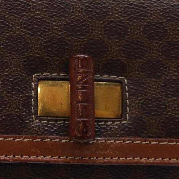 CELINE Macadam Canvas Hand Bag PVC 2way Brown Auth 74543 - Picture 9 of 16